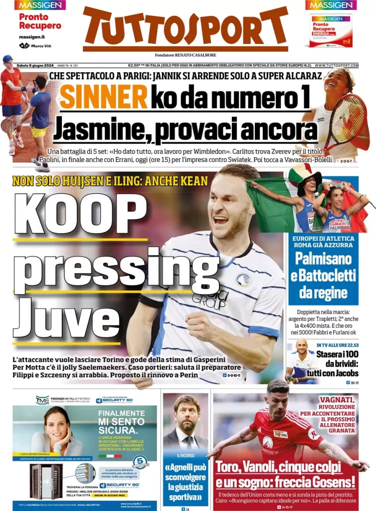 Rassegna stampa: prime pagine quotidiani sportivi - 8 giugno 2024 29 IMG 3623