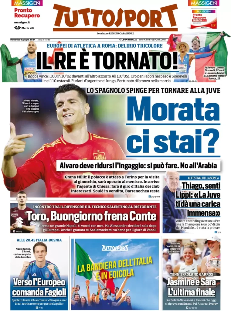 Rassegna stampa: prime pagine quotidiani sportivi - 9 giugno 2024 29 IMG 3648