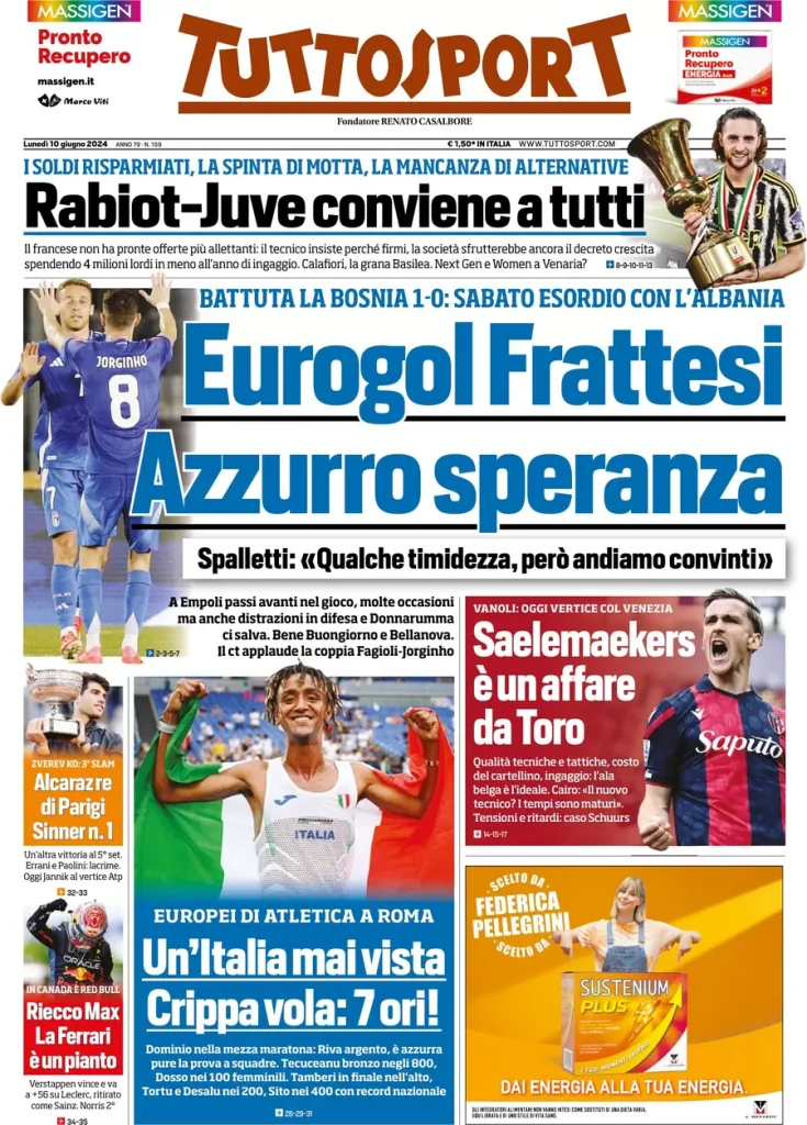 Rassegna stampa: prime pagine quotidiani sportivi - 10 giugno 2024 29 IMG 3677