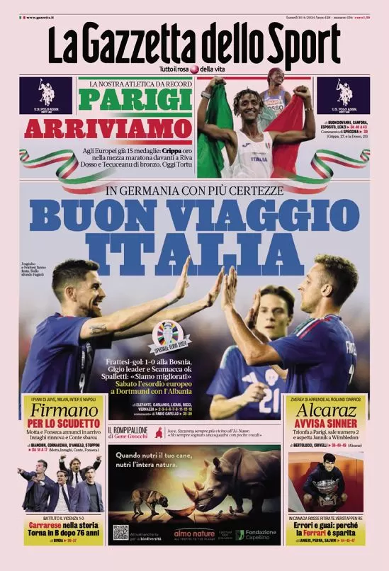 Rassegna stampa: prime pagine quotidiani sportivi - 10 giugno 2024 27 IMG 3679