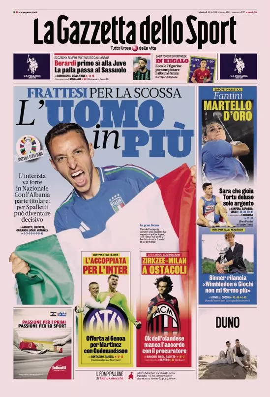 Rassegna stampa: prime pagine quotidiani sportivi - 11 giugno 2024 27 IMG 3710