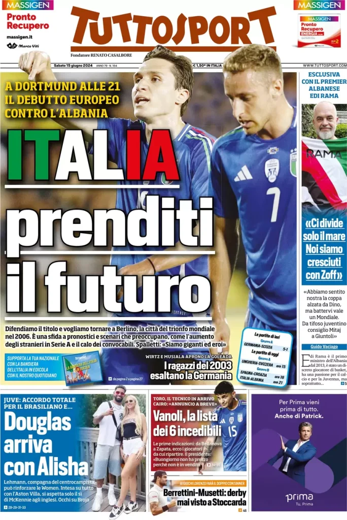 Rassegna stampa: prime pagine quotidiani sportivi - 15 giugno 2024 29 IMG 3868