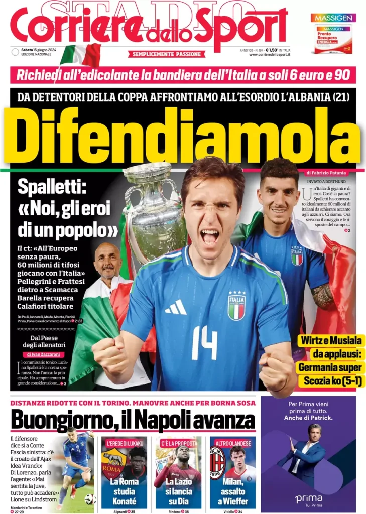 Rassegna stampa: prime pagine quotidiani sportivi - 15 giugno 2024 28 IMG 3869