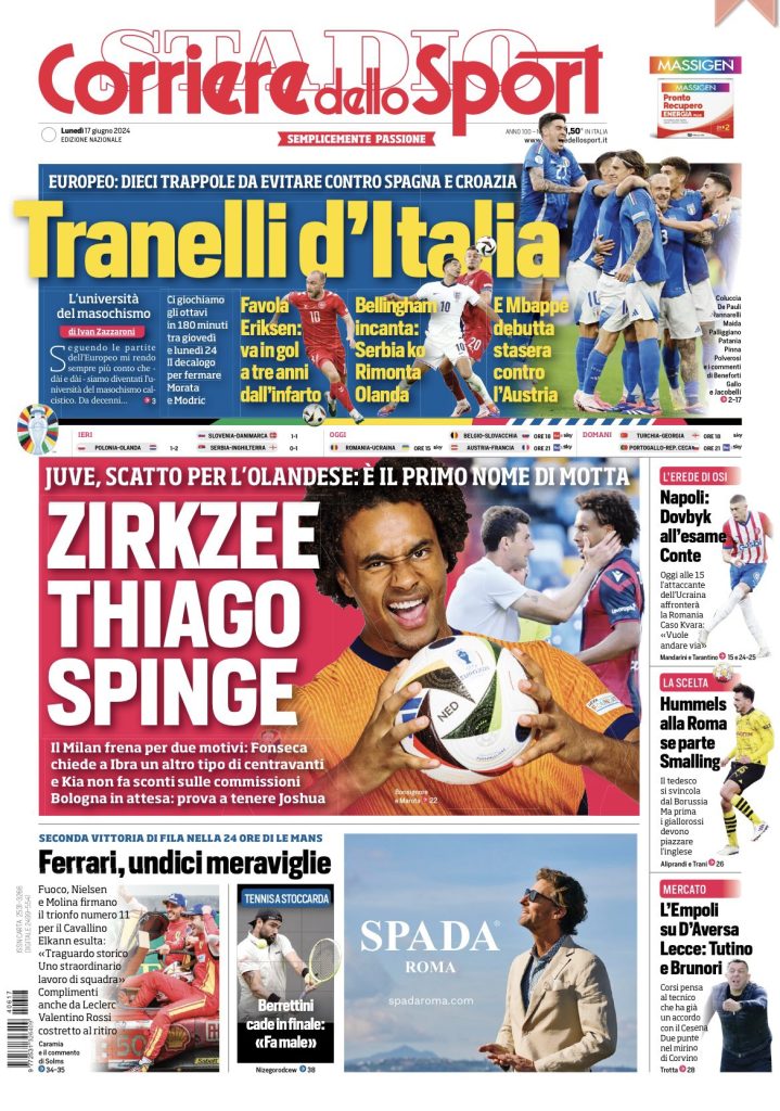 Rassegna stampa: prime pagine quotidiani sportivi - 17 giugno 2024 28 IMG 3981