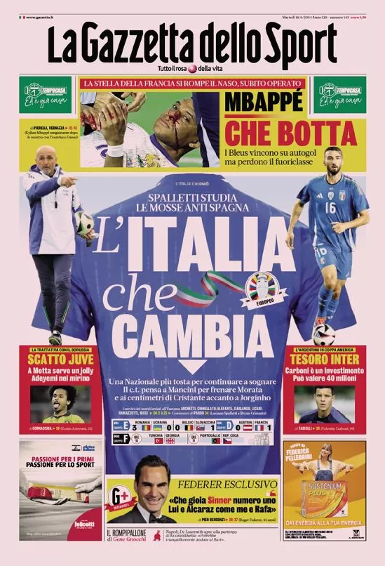 Rassegna stampa: prime pagine quotidiani sportivi - 18 giugno 2024 28 IMG 4021