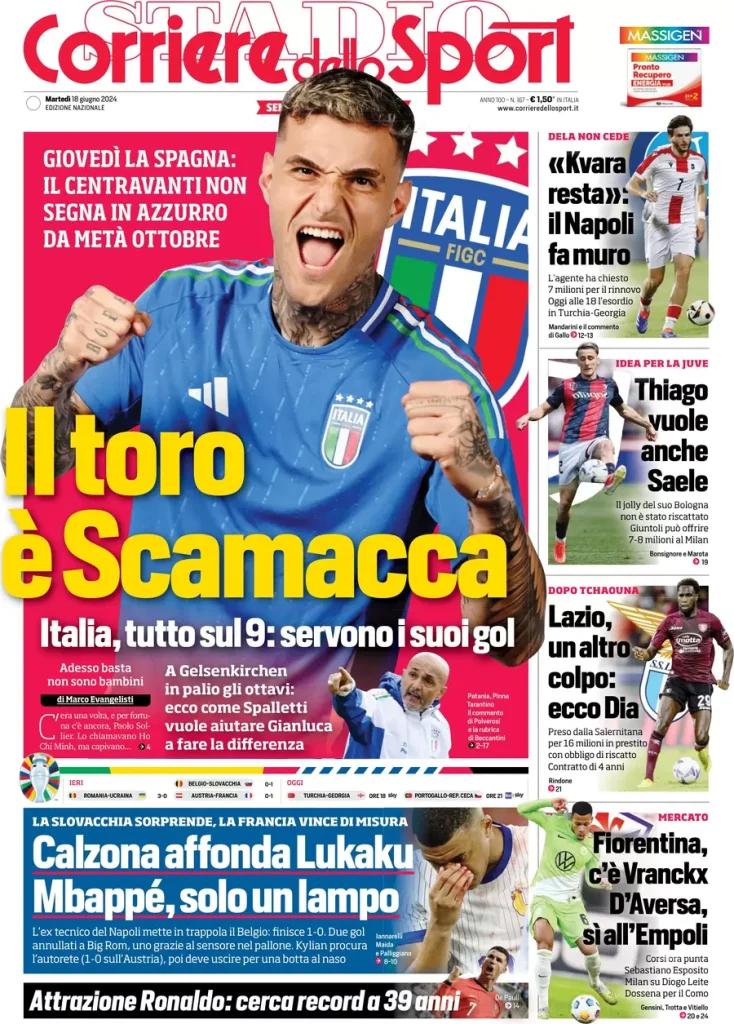 Rassegna stampa: prime pagine quotidiani sportivi - 18 giugno 2024 27 IMG 4024