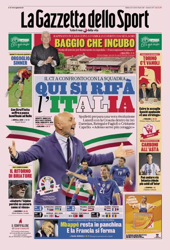 Rassegna stampa: prime pagine quotidiani sportivi - 22 giugno 2024 27 IMG 4151