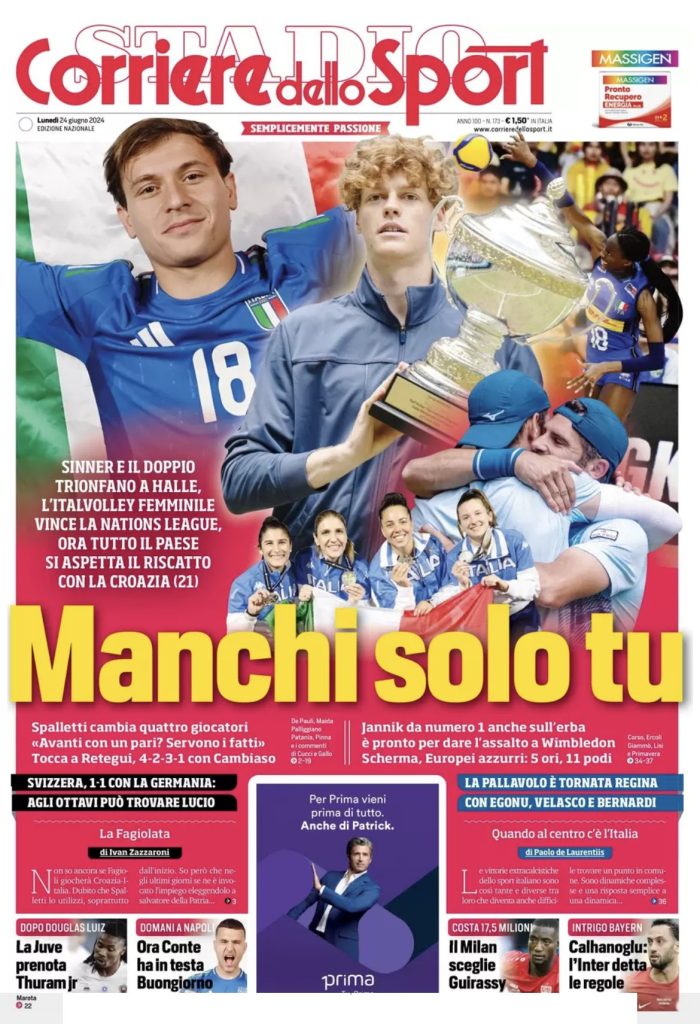 Rassegna stampa: prime pagine quotidiani sportivi - 24 giugno 2024 28 IMG 4212