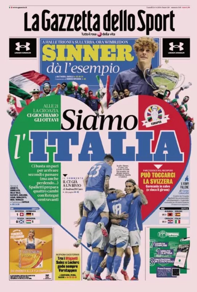 Rassegna stampa: prime pagine quotidiani sportivi - 24 giugno 2024 27 IMG 4213