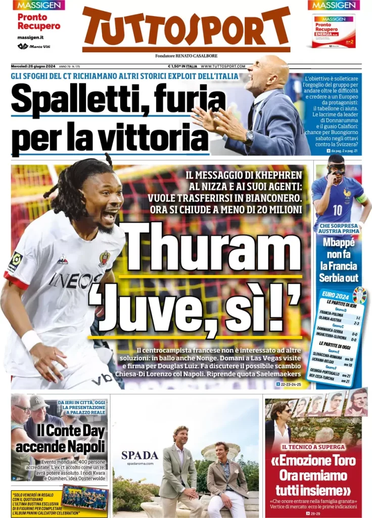 Rassegna stampa: prime pagine quotidiani sportivi - 26 giugno 2024 29 IMG 4313