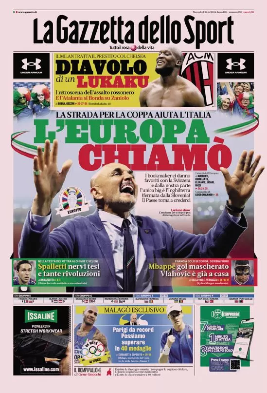 Rassegna stampa: prime pagine quotidiani sportivi - 26 giugno 2024 27 IMG 4315