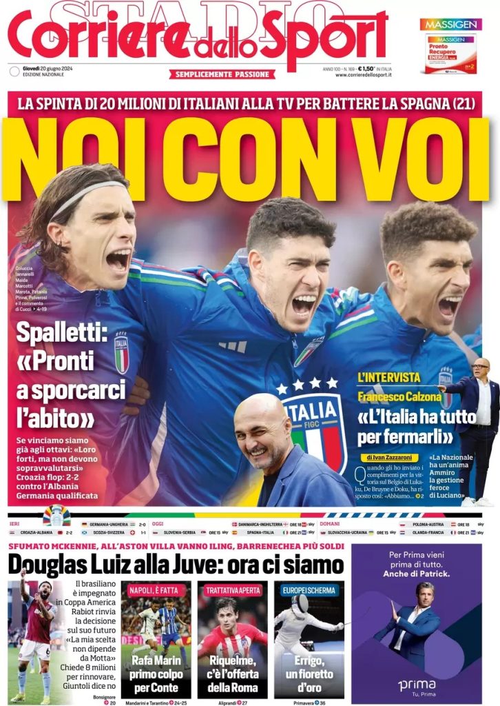 Rassegna stampa: prime pagine quotidiani sportivi - 20 giugno 2024 28 WhatsApp Image 2024 06 20 at 07.47.14