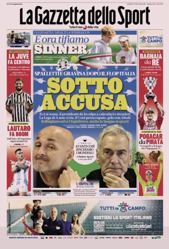 Rassegna stampa: prime pagine quotidiani sportivi - 1 luglio 2024 27 IMG 4456