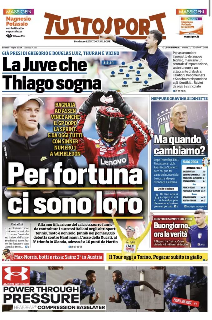 Rassegna stampa: prime pagine quotidiani sportivi - 1 luglio 2024 29 IMG 4458