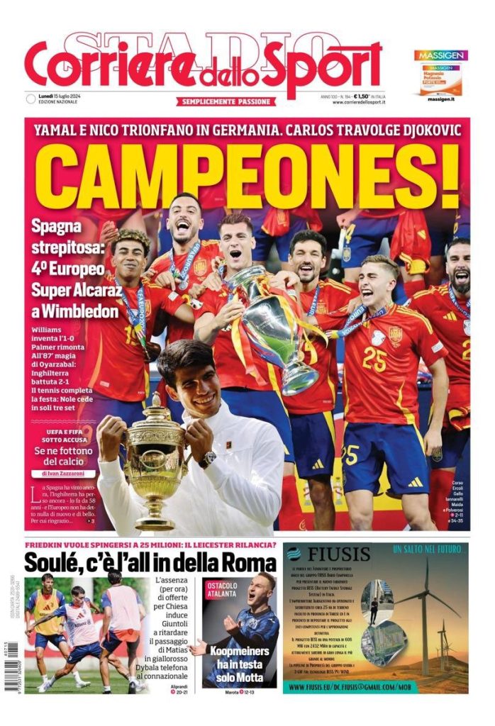 Rassegna stampa: prime pagine quotidiani sportivi - 15 luglio 2024 28 IMG 4955