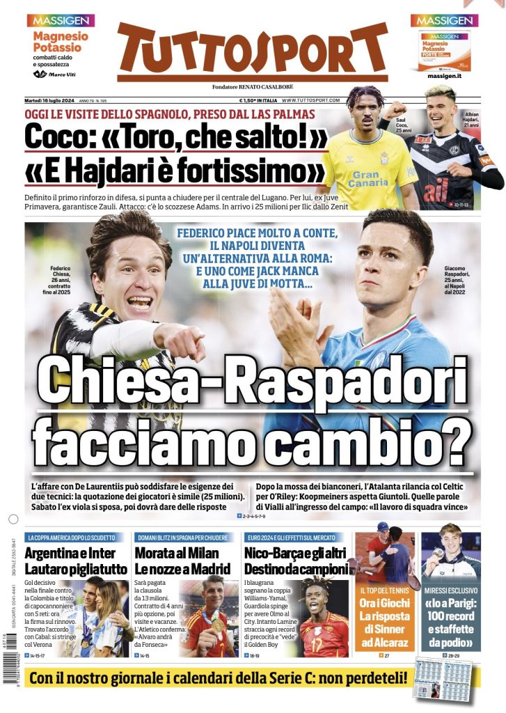 Rassegna stampa: prime pagine quotidiani sportivi - 16 luglio 2024 27 IMG 4995