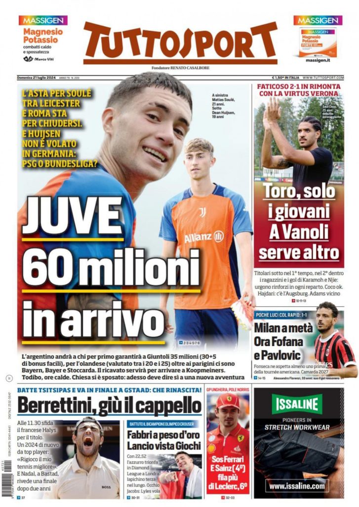 Rassegna stampa: prime pagine quotidiani sportivi - 21 luglio 2024 29 IMG 5212