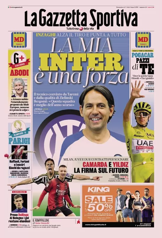 Rassegna stampa: prime pagine quotidiani sportivi - 21 luglio 2024 28 IMG 5215