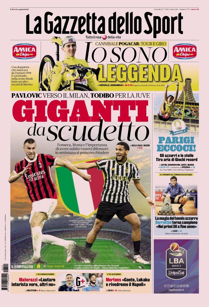 Rassegna stampa: prime pagine quotidiani sportivi - 22 luglio 2024 29 IMG 5238