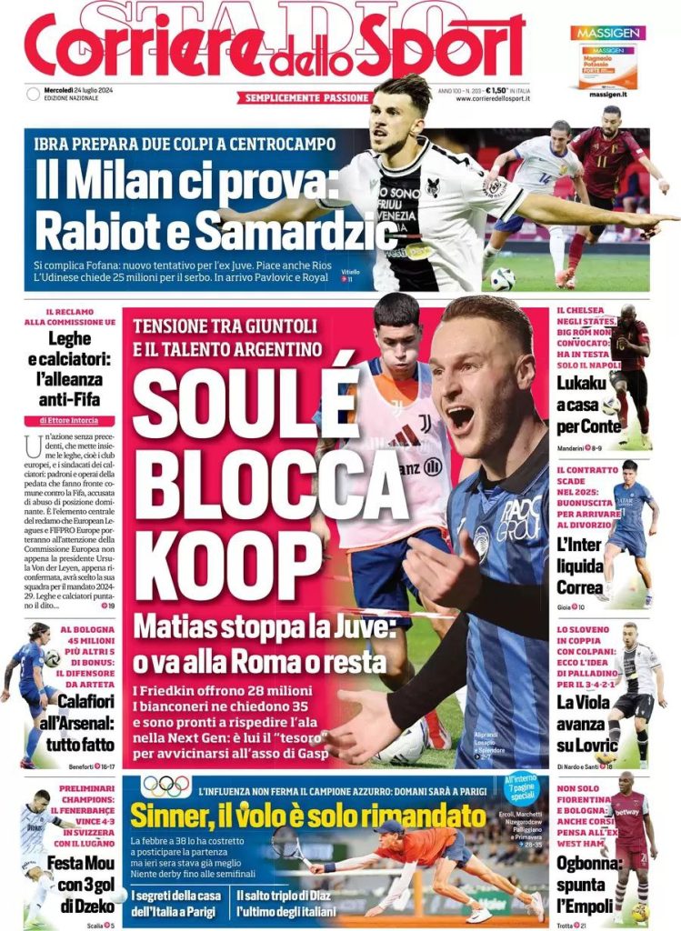 Rassegna stampa: prime pagine quotidiani sportivi - 24 luglio 2024 28 IMG 5294
