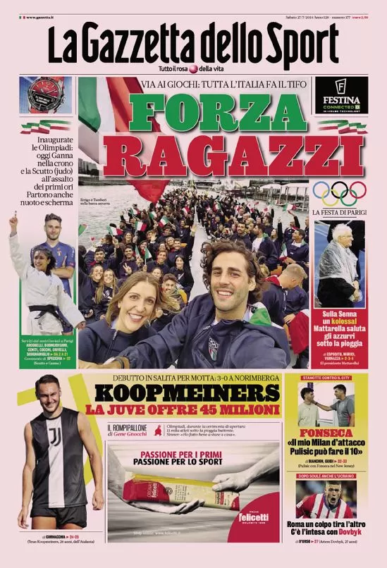 Rassegna stampa: prime pagine quotidiani sportivi - 27 luglio 2024 29 IMG 5418