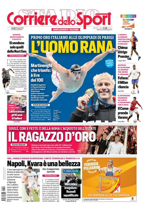 Rassegna stampa: prime pagine quotidiani sportivi - 29 luglio 2024 28 IMG 5484
