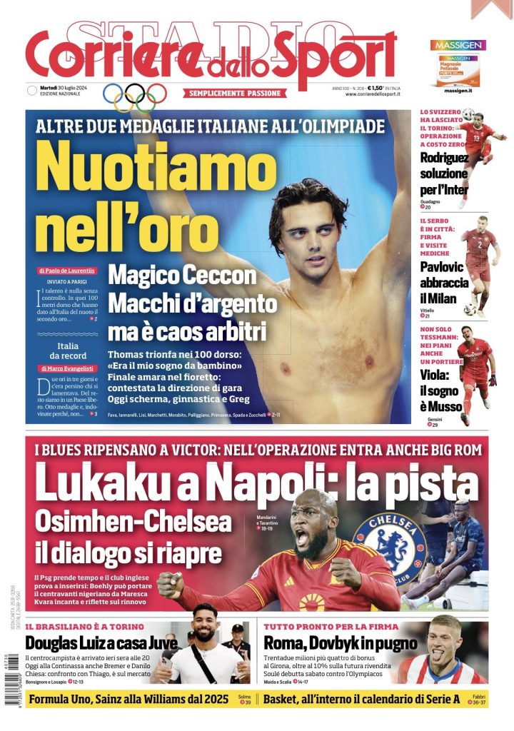 Rassegna stampa: prime pagine quotidiani sportivi - 30 luglio 2024 28 IMG 5522