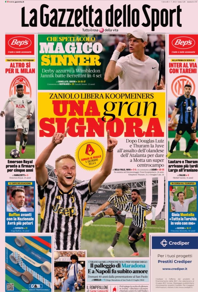 Rassegna stampa: prime pagine quotidiani sportivi - 4 luglio 2024 27 WhatsApp Image 2024 07 04 at 07.45.29