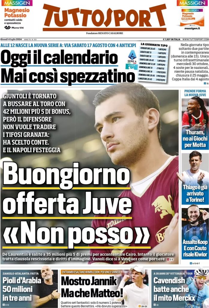 Rassegna stampa: prime pagine quotidiani sportivi - 4 luglio 2024 29 WhatsApp Image 2024 07 04 at 07.46.38