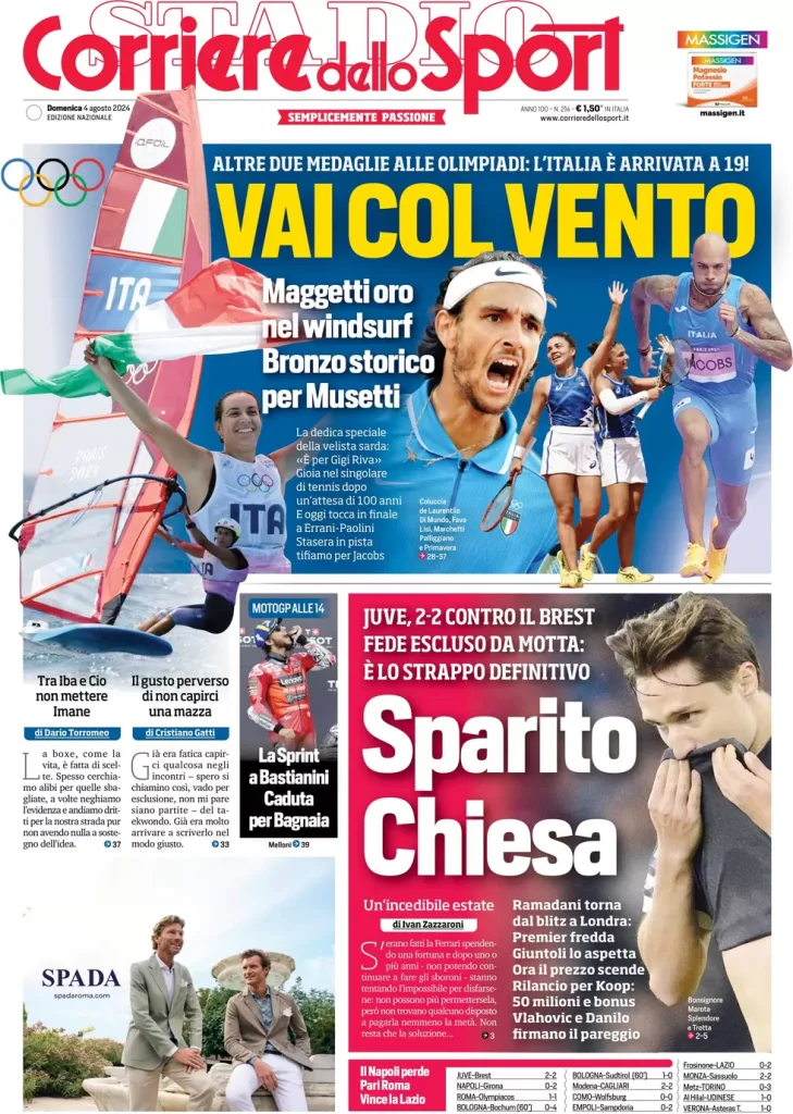 Rassegna stampa: prime pagine quotidiani sportivi - 4 agosto 2024 28 IMG 5624