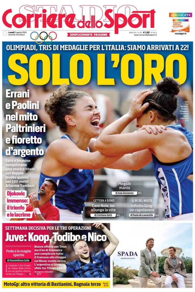 Rassegna stampa: prime pagine quotidiani sportivi - 5 agosto 2024 28 IMG 5650