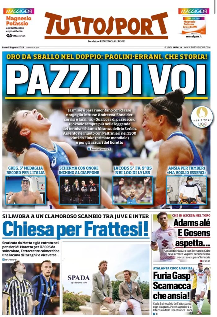 Rassegna stampa: prime pagine quotidiani sportivi - 5 agosto 2024 29 IMG 5651