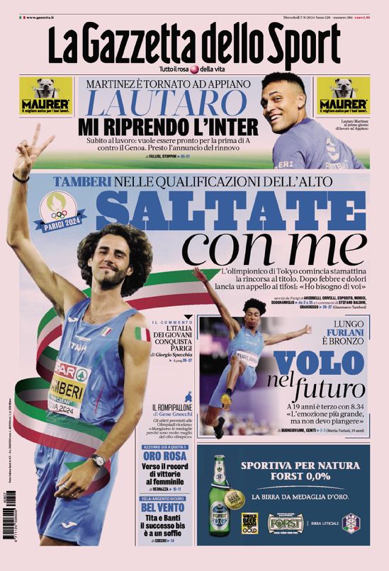 Rassegna stampa: prime pagine quotidiani sportivi - 7 agosto 2024 27 IMG 5769