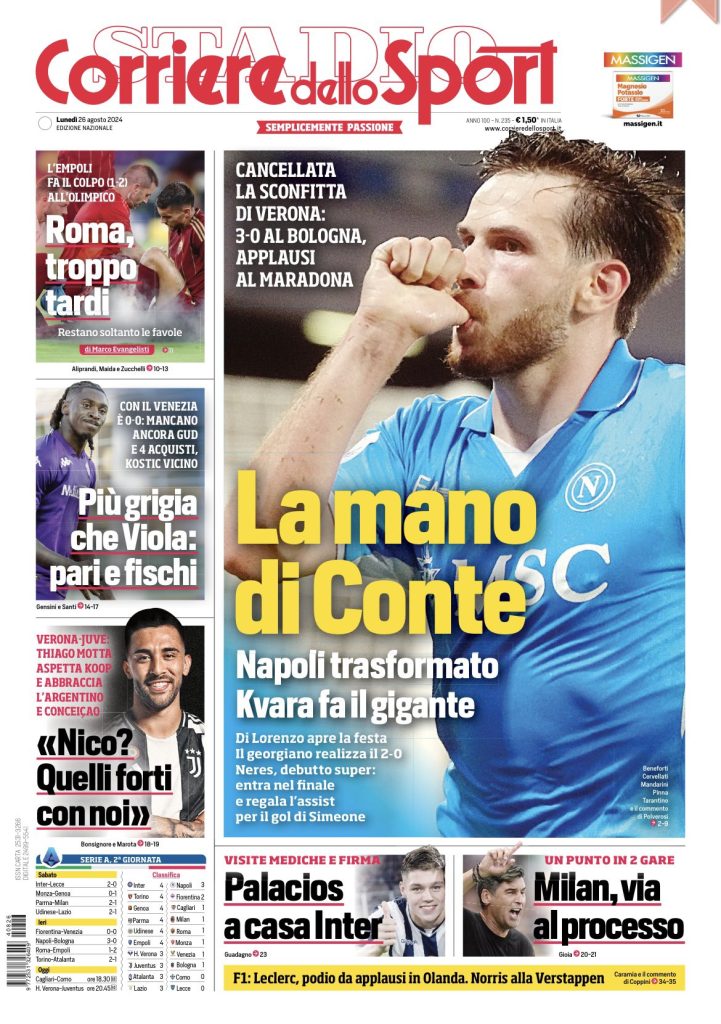 Rassegna stampa: prime pagine quotidiani sportivi - 26 agosto 2024 28 IMG 6748
