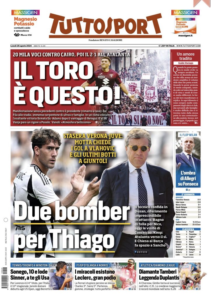Rassegna stampa: prime pagine quotidiani sportivi - 26 agosto 2024 27 IMG 6749