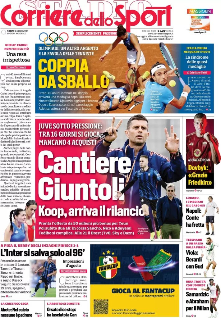 Rassegna stampa: prime pagine quotidiani sportivi - 3 agosto 2024 28 WhatsApp Image 2024 08 03 at 07.49.38