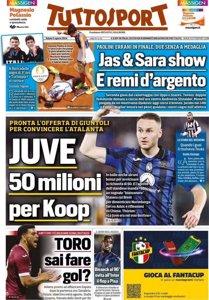 Rassegna stampa: prime pagine quotidiani sportivi - 3 agosto 2024 29 WhatsApp Image 2024 08 03 at 07.50.01