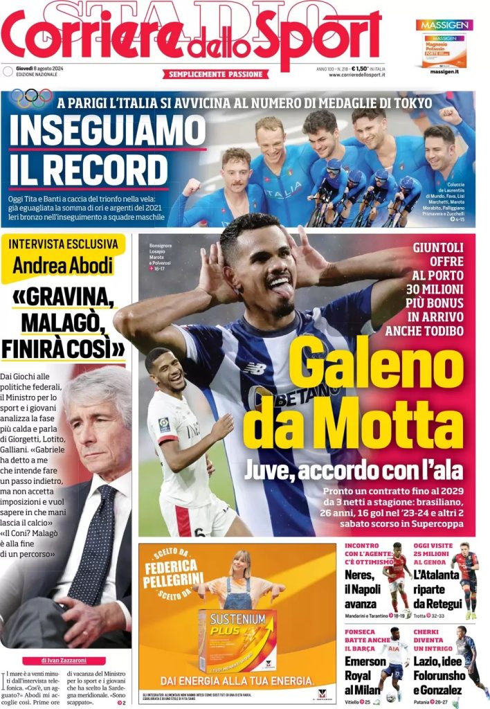 Rassegna stampa: prime pagine quotidiani sportivi - 8 agosto 2024 28 WhatsApp Image 2024 08 08 at 07.51.57