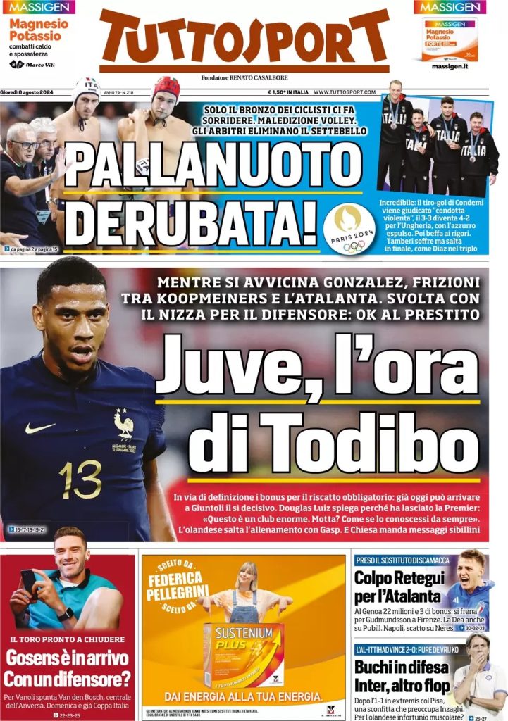 Rassegna stampa: prime pagine quotidiani sportivi - 8 agosto 2024 29 WhatsApp Image 2024 08 08 at 07.52.18