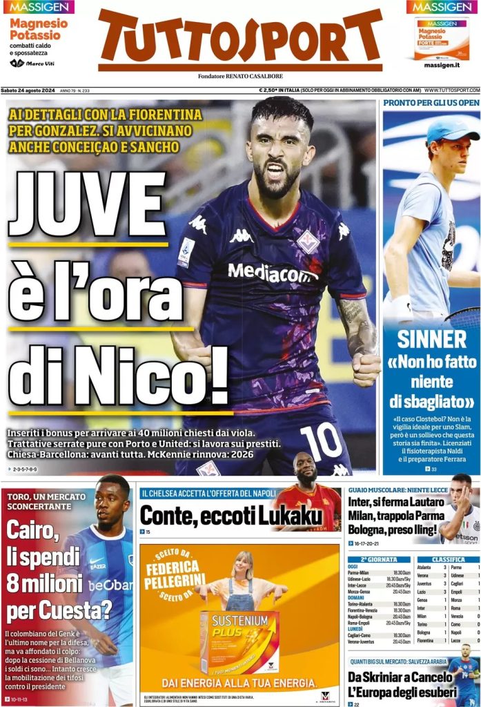 Rassegna stampa: prime pagine quotidiani sportivi - 24 agosto 2024 29 WhatsApp Image 2024 08 24 at 07.50.30