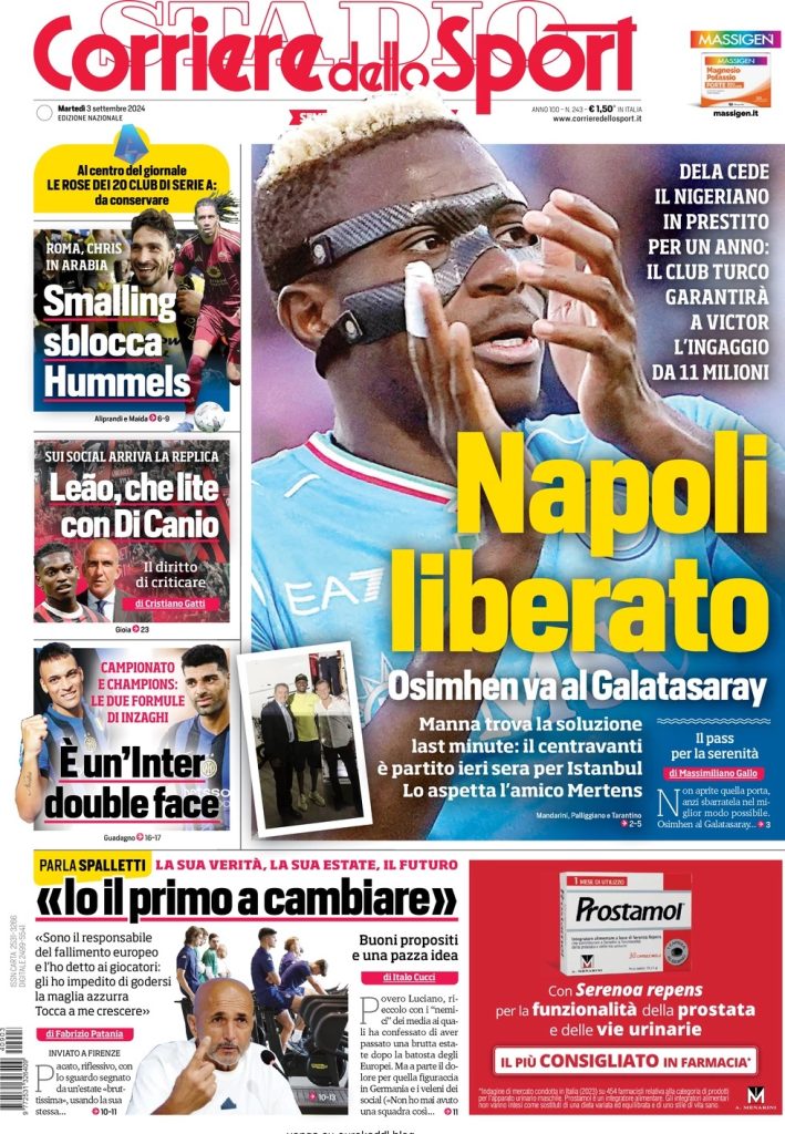 Rassegna stampa: prime pagine quotidiani sportivi - 3 settembre 2024 28 WhatsApp Image 2024 09 03 at 07.53.19