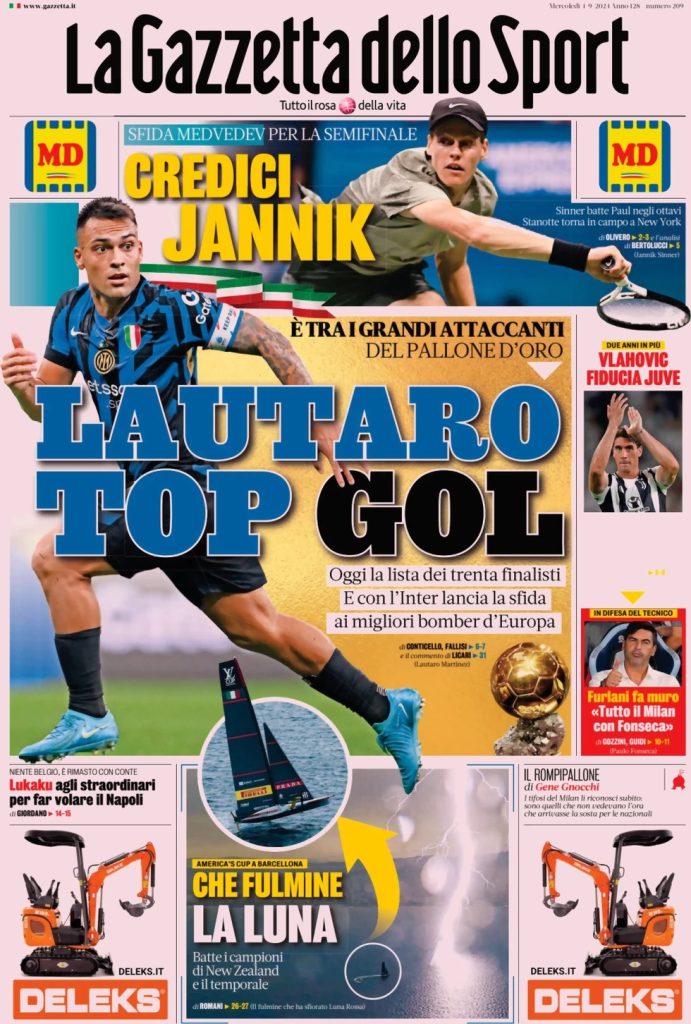 Rassegna stampa: prime pagine quotidiani sportivi - 4 settembre 2024 27 WhatsApp Image 2024 09 04 at 07.54.33
