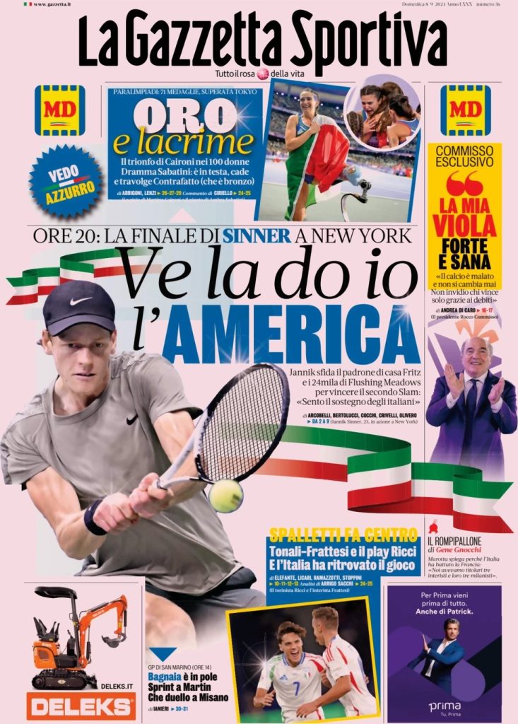 Rassegna stampa: prime pagine quotidiani sportivi - 8 settembre 2024 27 WhatsApp Image 2024 09 08 at 07.54.52