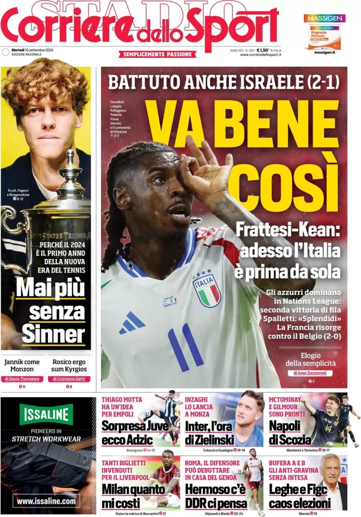 Rassegna stampa: prime pagine quotidiani sportivi - 10 settembre 2024 28 WhatsApp Image 2024 09 10 at 07.55.27