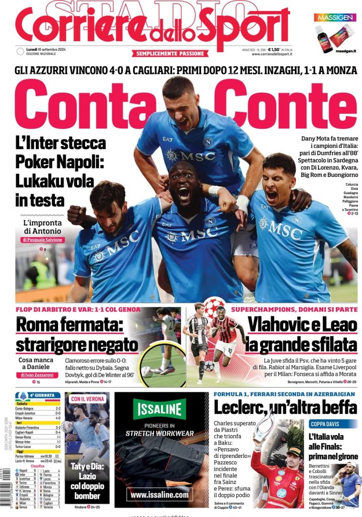 Rassegna stampa: prime pagine quotidiani sportivi - 16 settembre 2024 28 WhatsApp Image 2024 09 16 at 07.51.04