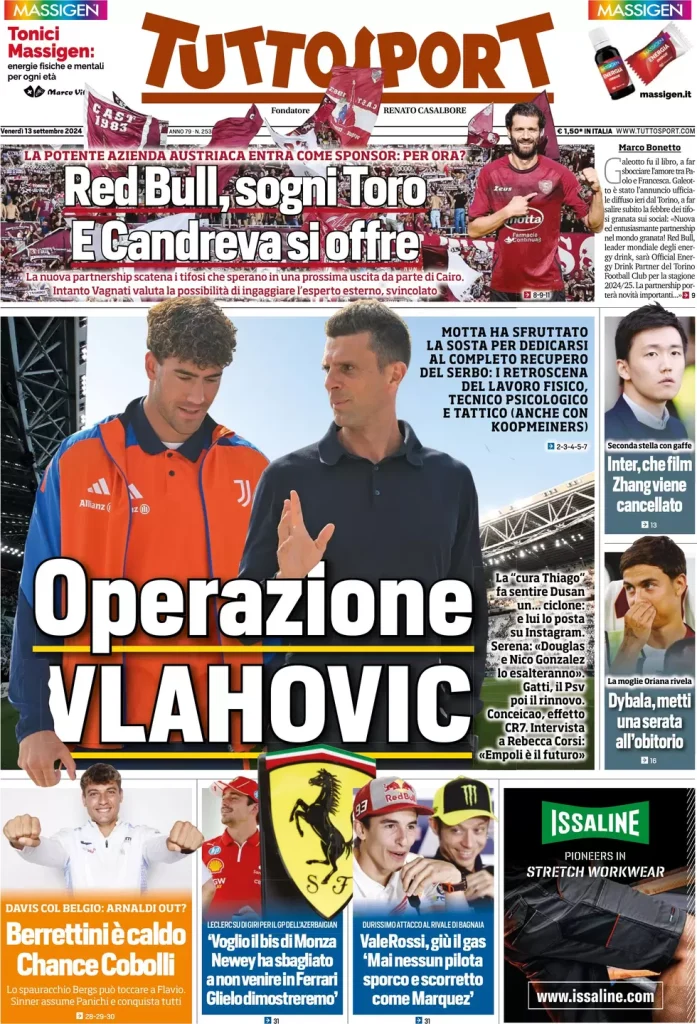 Rassegna stampa: prime pagine quotidiani sportivi - 13 settembre 2024 27 tuttosport 021207335