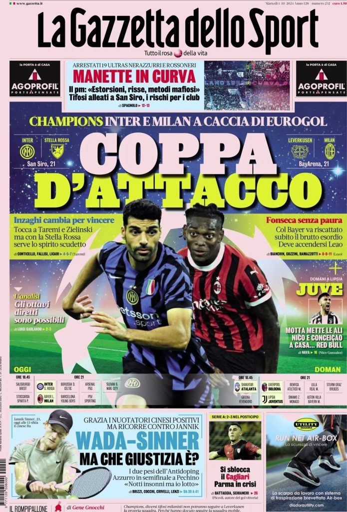 Rassegna stampa: prime pagine quotidiani sportivi - 1 ottobre 2024 1 WhatsApp Image 2024 10 01 at 08.03.21