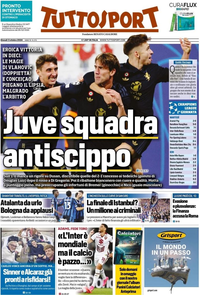 Rassegna stampa: prime pagine quotidiani sportivi - 3 ottobre 2024 29 WhatsApp Image 2024 10 03 at 07.59.47