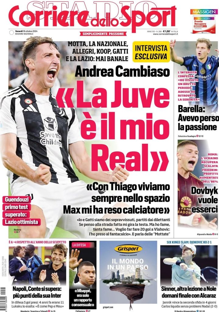 Rassegna stampa: prime pagine quotidiani sportivi - 18 ottobre 2024 28 WhatsApp Image 2024 10 18 at 07.59.28
