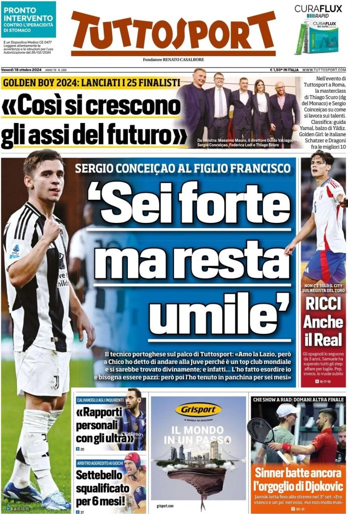Rassegna stampa: prime pagine quotidiani sportivi - 18 ottobre 2024 29 WhatsApp Image 2024 10 18 at 07.59.53